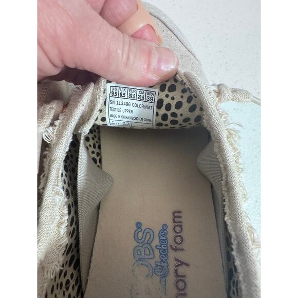"Bobs Sketchers" B Cute Memory Foam beige Slip On Sneakers Linen Lace Look - Picture 5 of 6